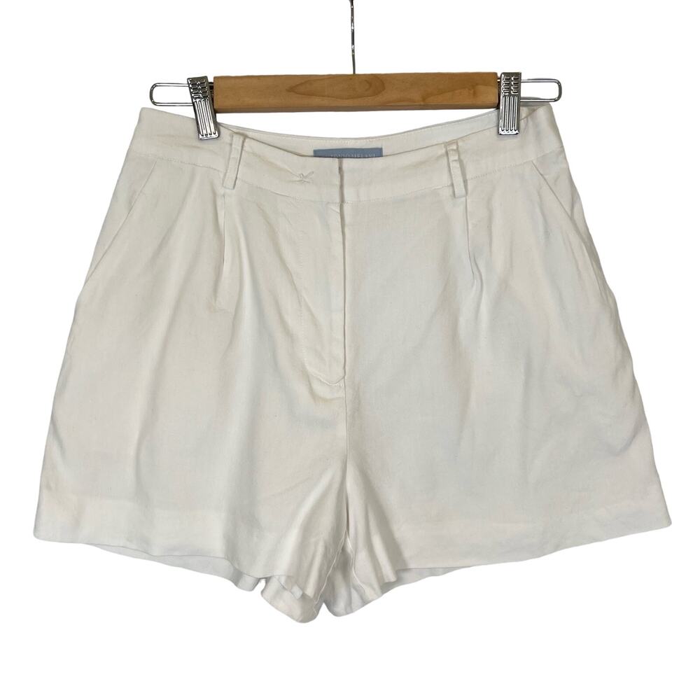 ANTONIO MELANI Linen Blend High-Waist Tailored Shorts